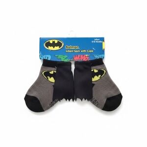 Batman Infant Sock with Cape Grey Black DC Comics Baby Socks 0-12 Months NWT